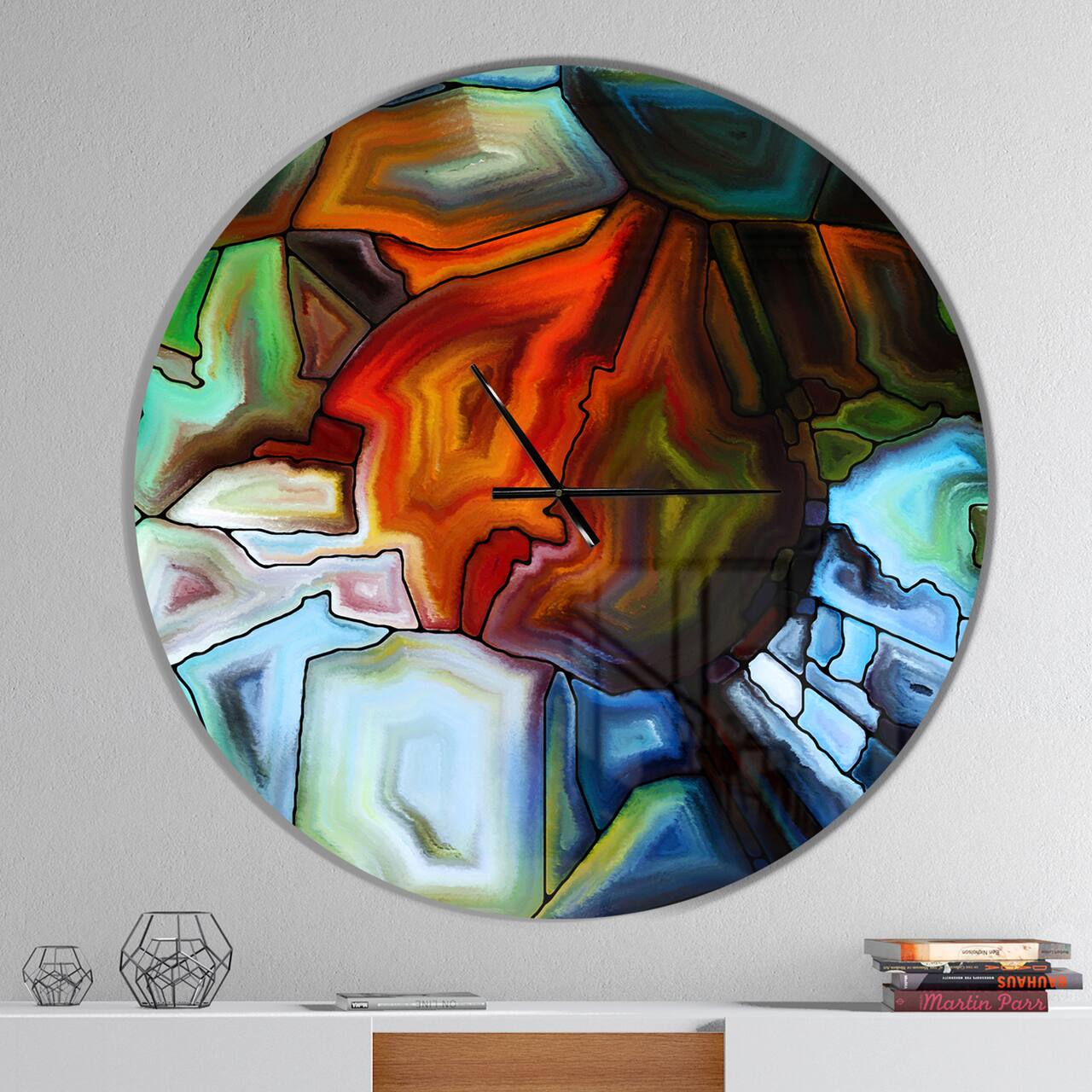 Designart 'Abstract Stained Glass Design Modern Wall Clock